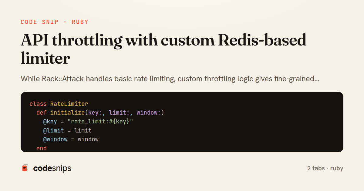 API throttling with custom Redis-based limiter — share card