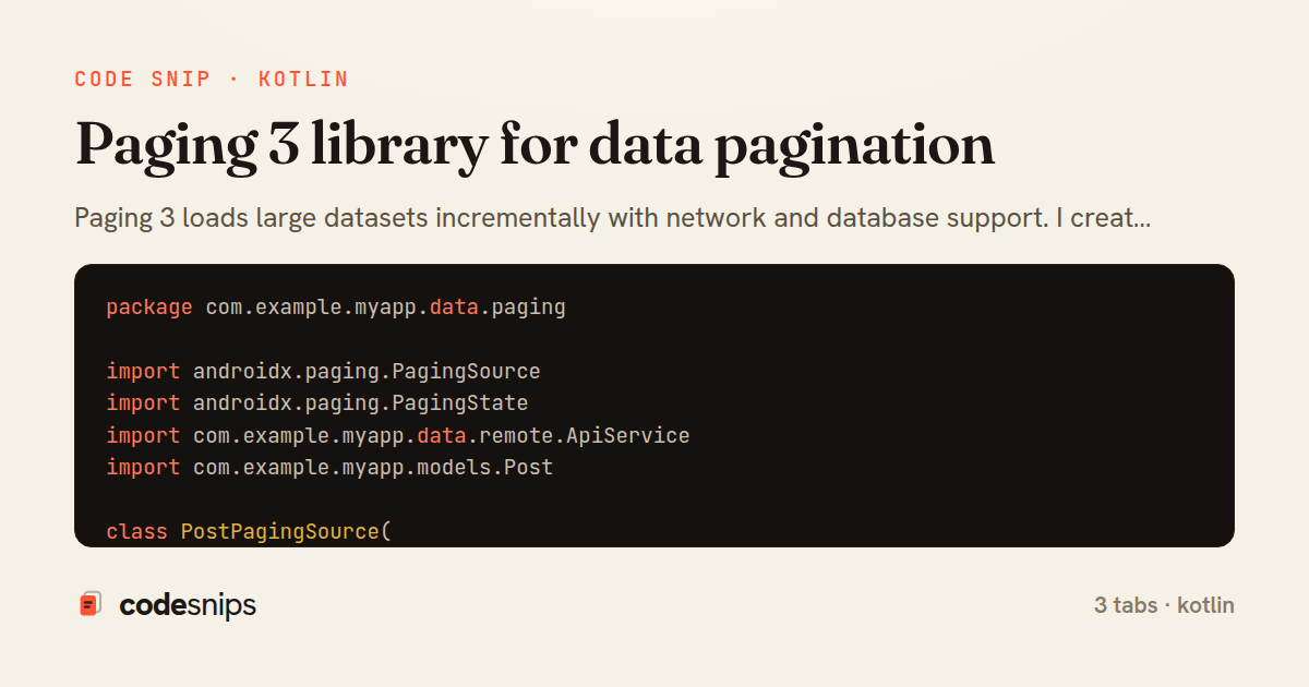 Paging 3 library for data pagination — share card