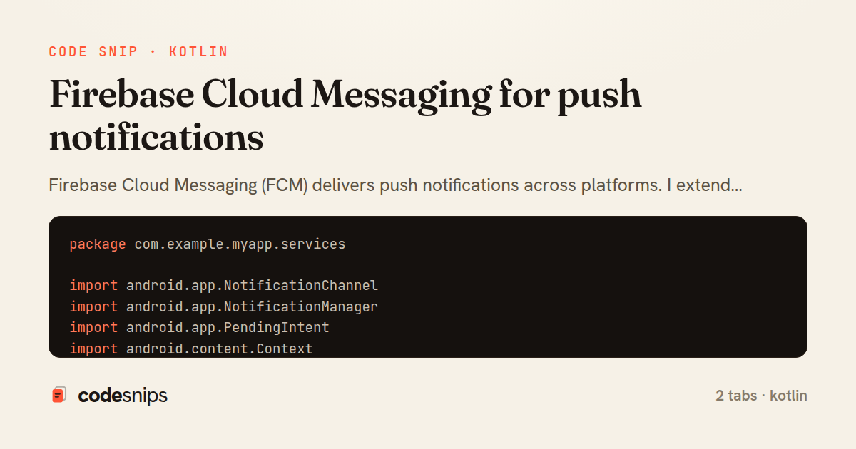 Firebase Cloud Messaging for push notifications — share card
