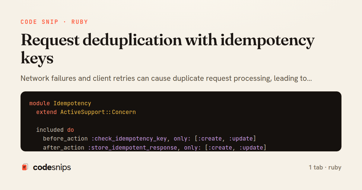 Request deduplication with idempotency keys — share card