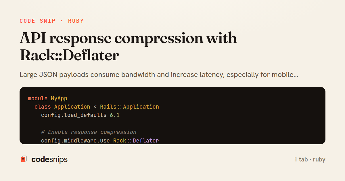 API response compression with Rack::Deflater — share card