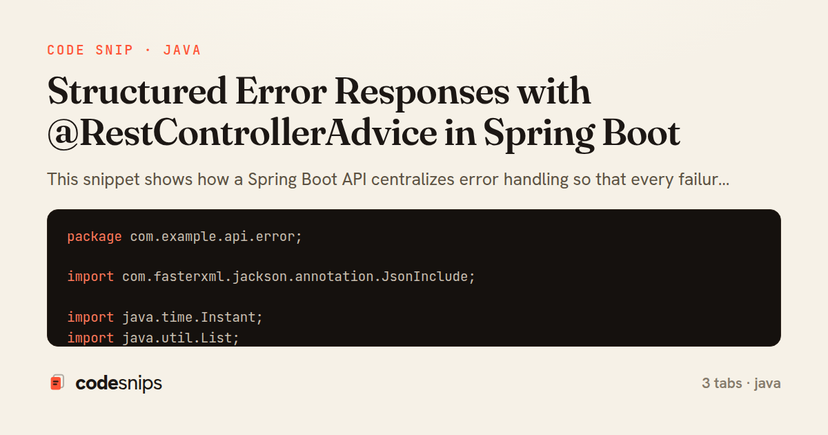 Structured Error Responses with @RestControllerAdvice in Spring Boot — share card