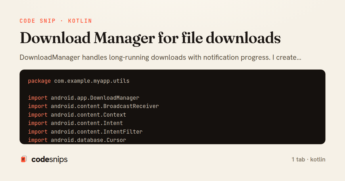 Download Manager for file downloads — share card