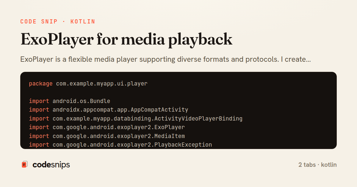 ExoPlayer for media playback — share card
