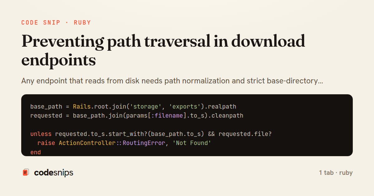 Preventing path traversal in download endpoints — share card
