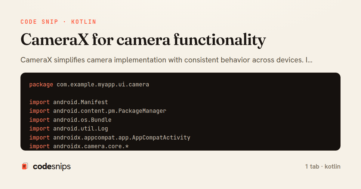 CameraX for camera functionality — share card