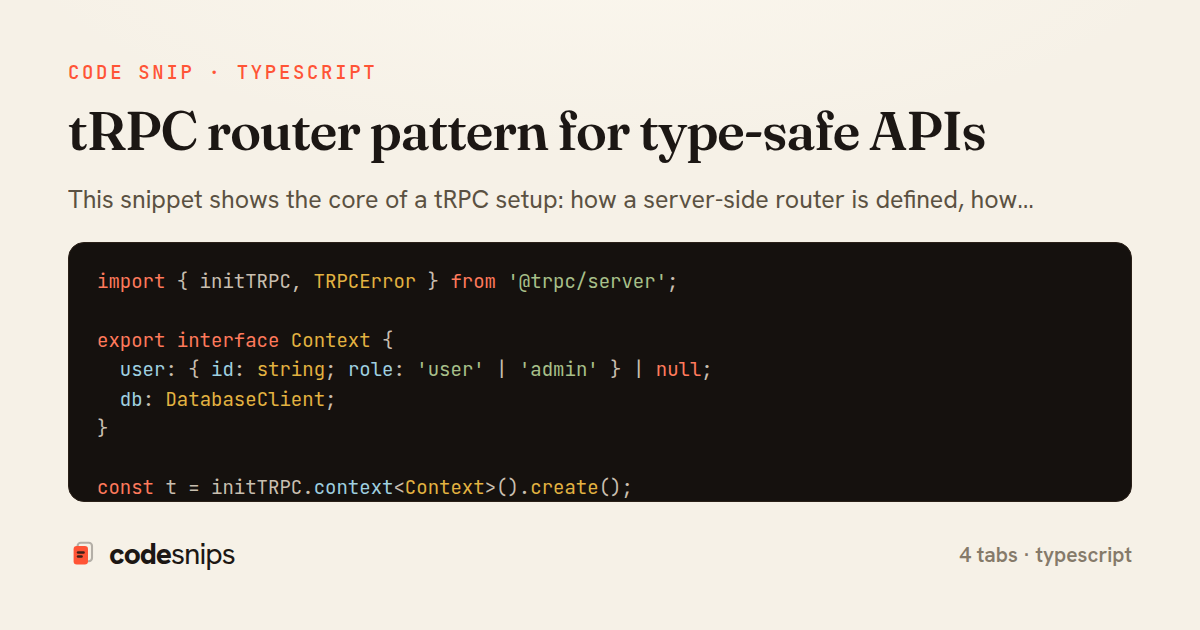 tRPC router pattern for type-safe APIs — share card