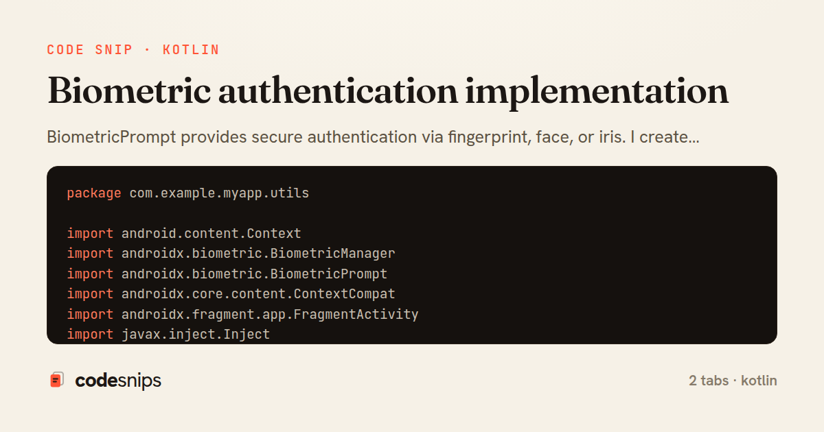 Biometric authentication implementation — share card