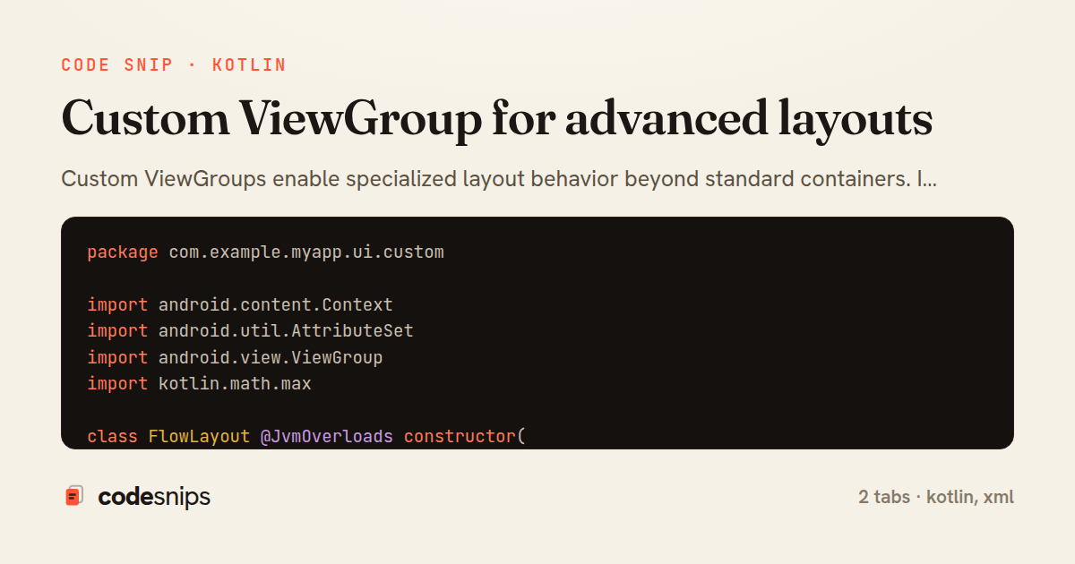 Custom ViewGroup for advanced layouts — share card