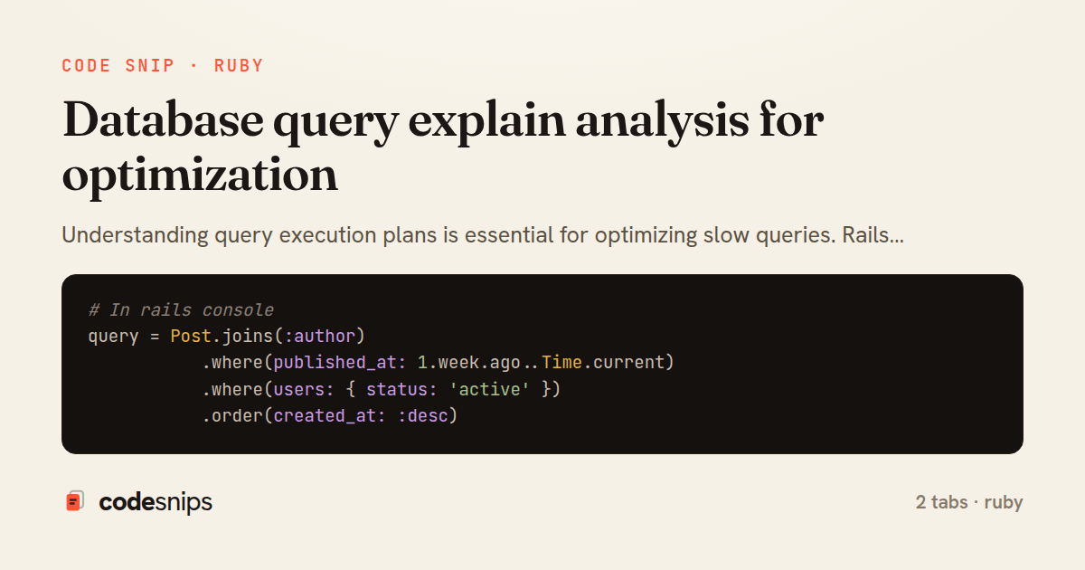 Database query explain analysis for optimization — share card