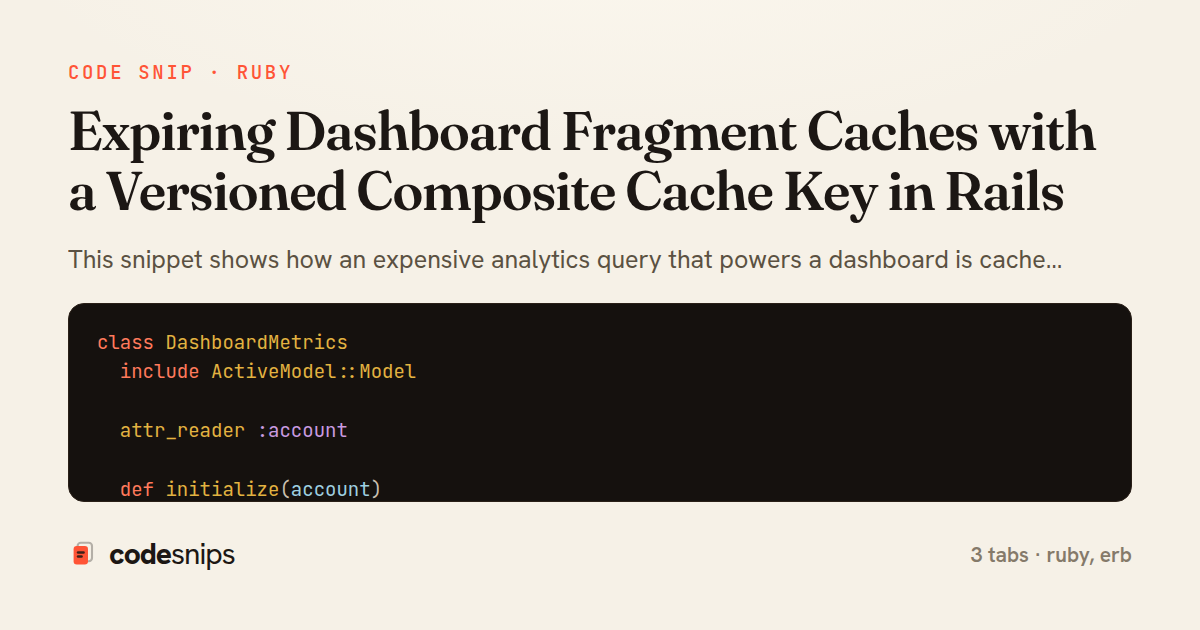Expiring Dashboard Fragment Caches with a Versioned Composite Cache Key in Rails — share card