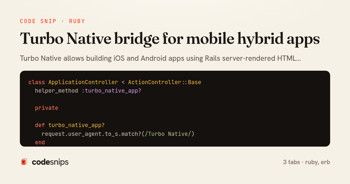 Turbo Native bridge for mobile hybrid apps — share card