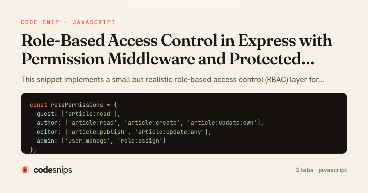 Role-Based Access Control in Express with Permission Middleware and Protected Routes — share card