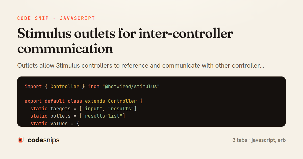 Stimulus outlets for inter-controller communication — share card