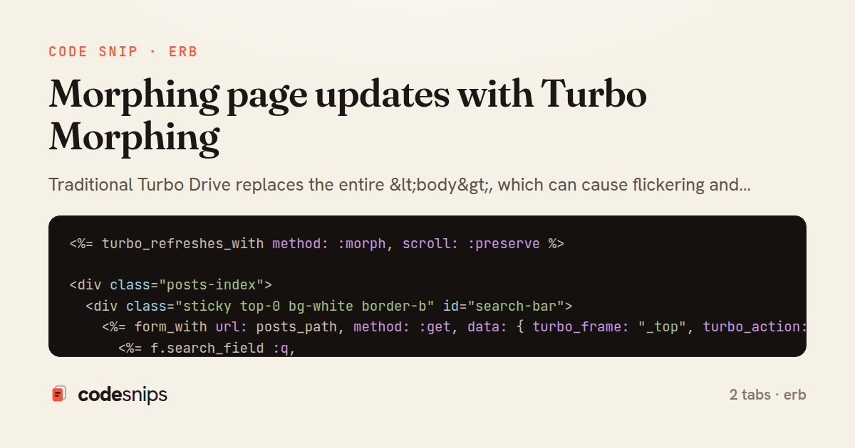 Morphing page updates with Turbo Morphing — share card