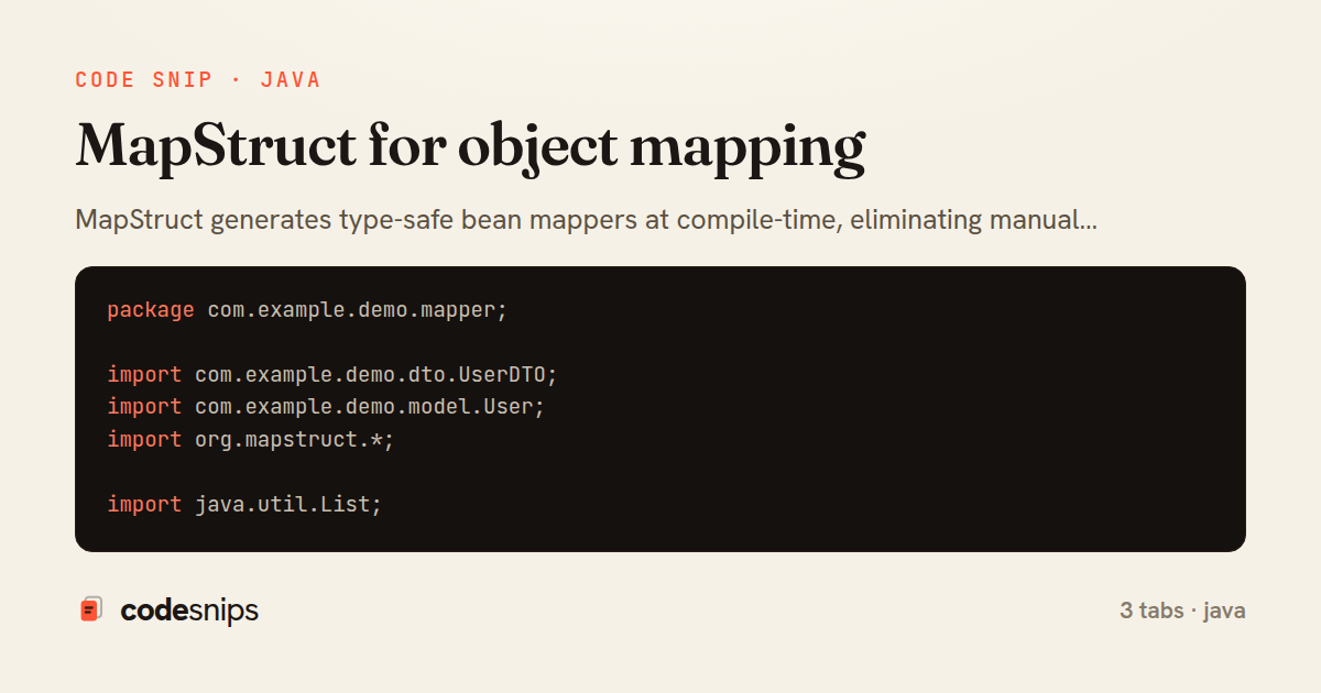 MapStruct for object mapping — share card