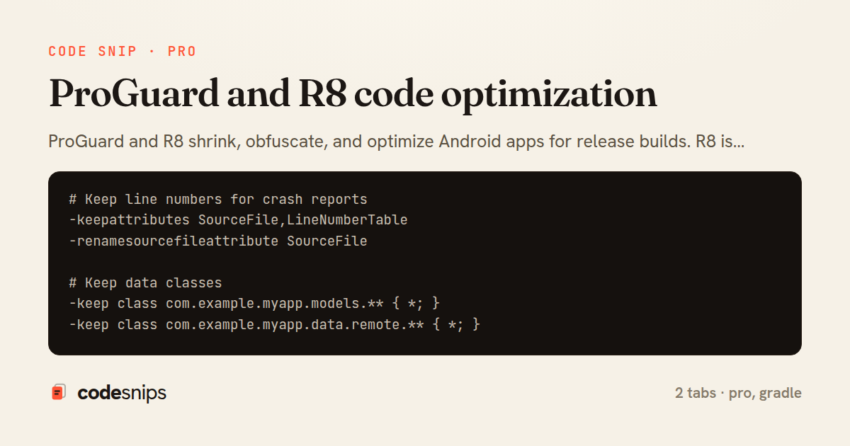 ProGuard and R8 code optimization — share card