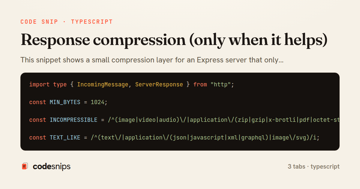 Response compression (only when it helps) — share card