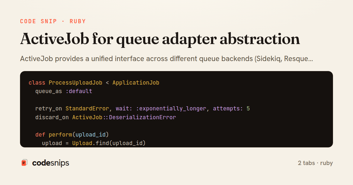 ActiveJob for queue adapter abstraction — share card