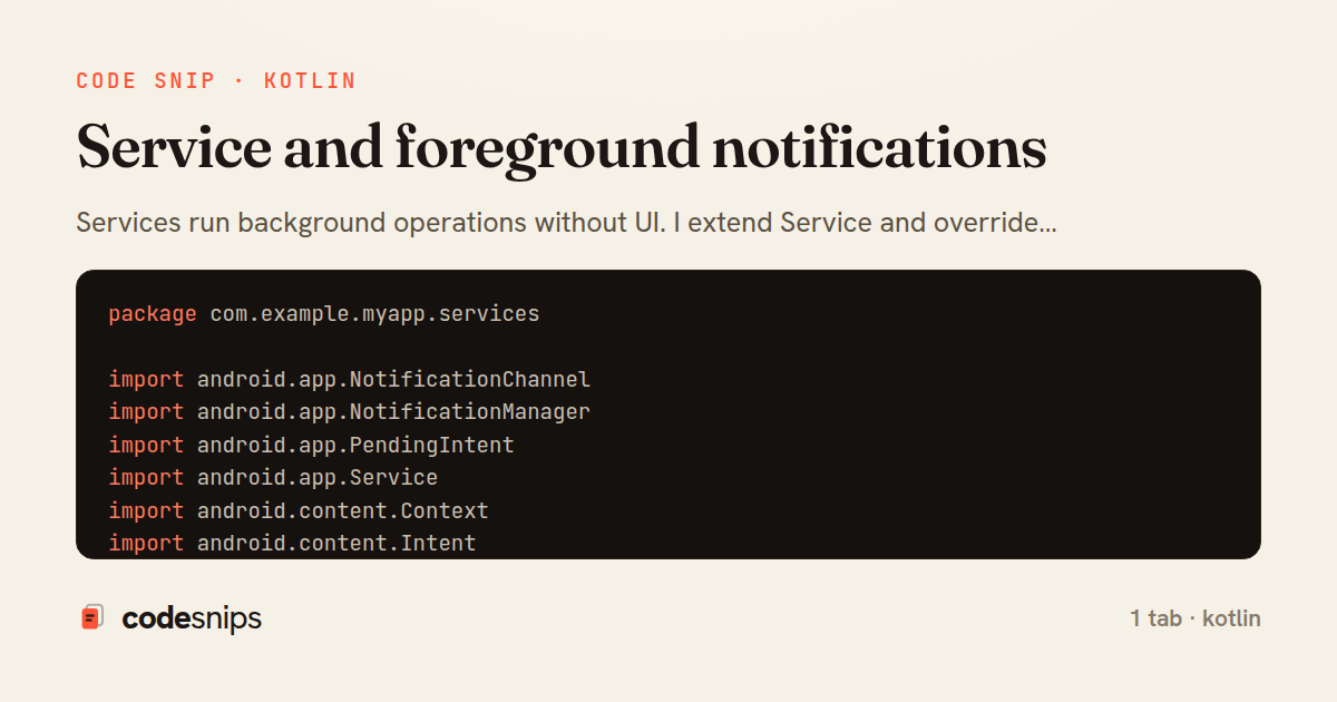 Service and foreground notifications — share card