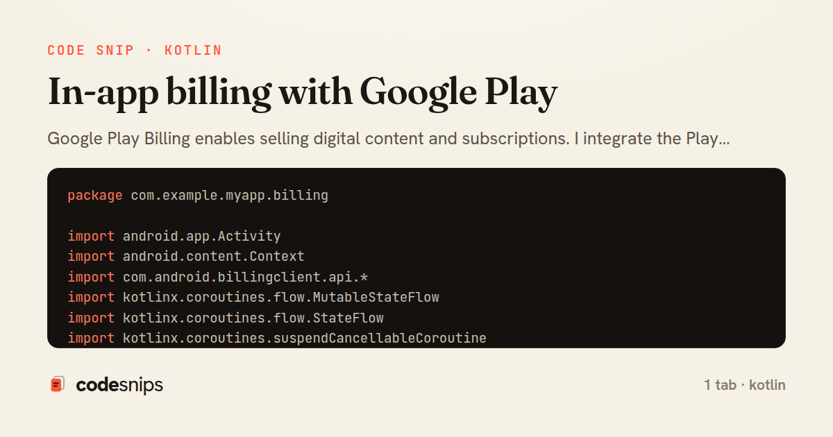 In-app billing with Google Play — share card
