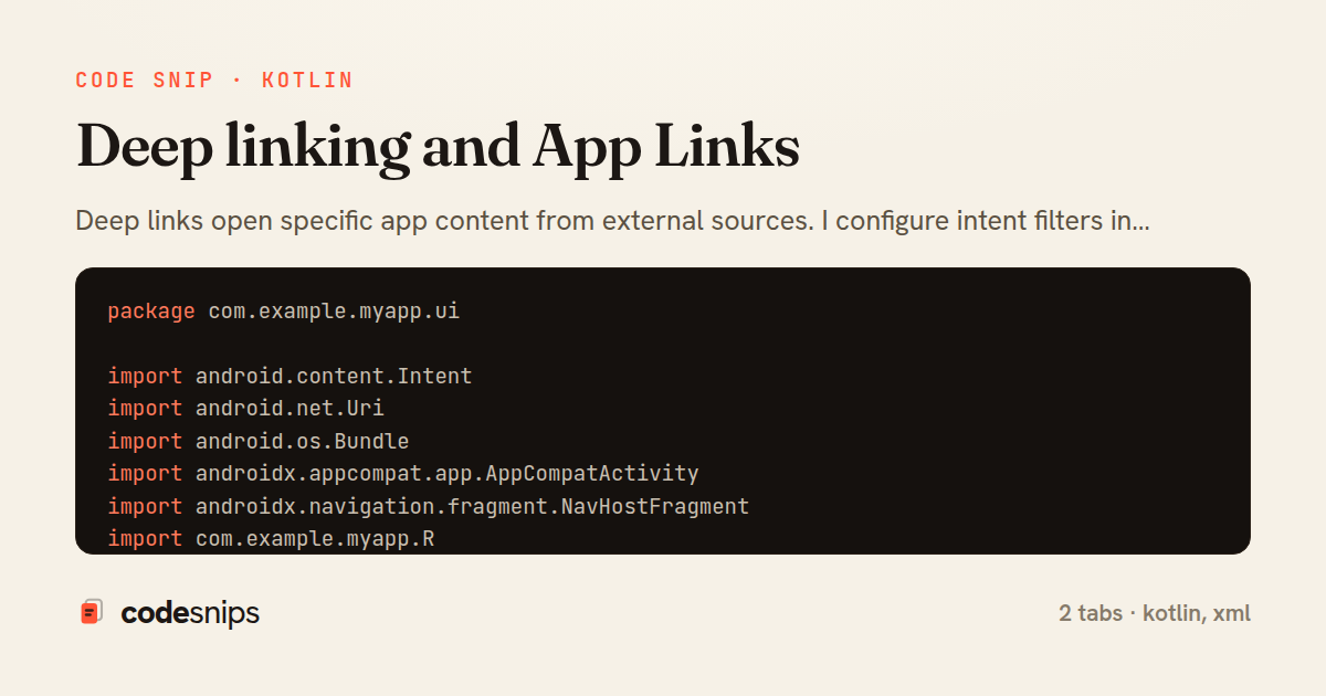 Deep linking and App Links — share card