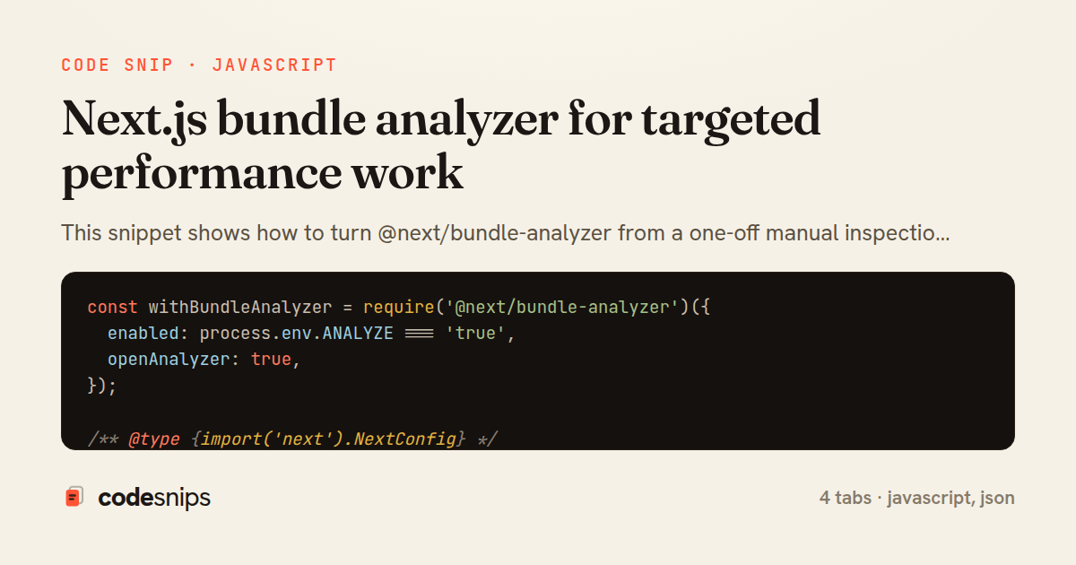 Next.js bundle analyzer for targeted performance work — share card