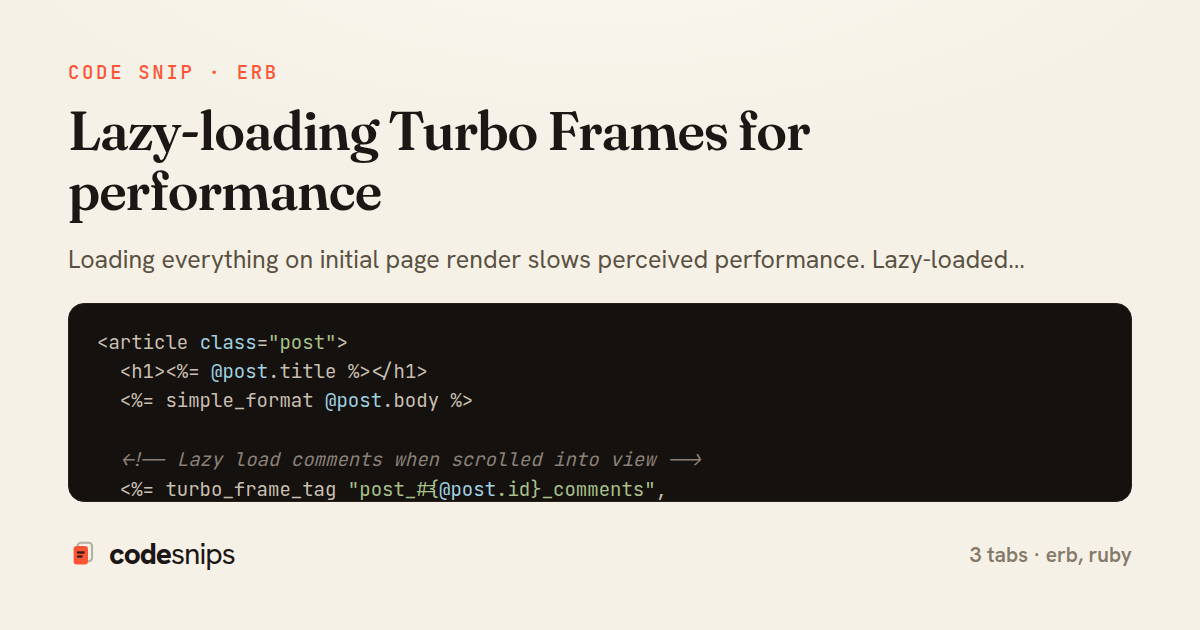 Lazy-loading Turbo Frames for performance — share card