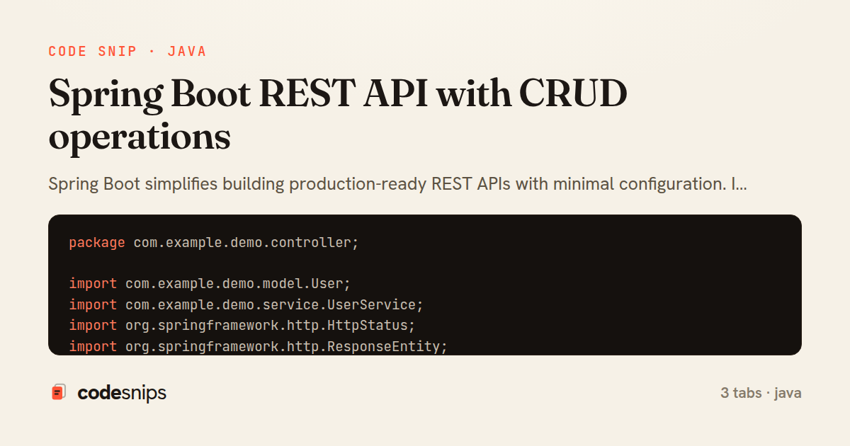 Spring Boot REST API with CRUD operations — share card