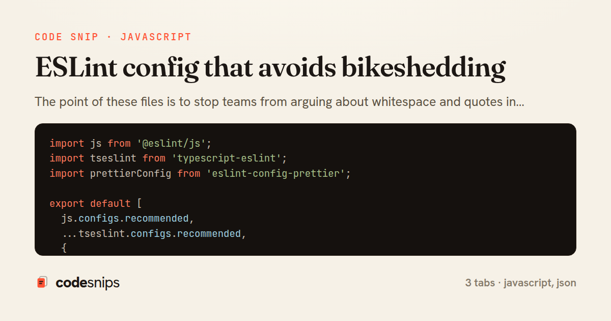 ESLint config that avoids bikeshedding — share card