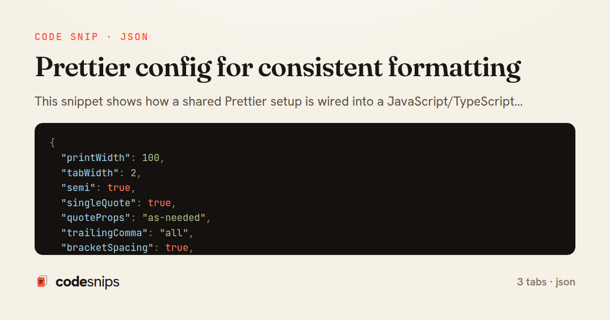 Prettier config for consistent formatting — share card