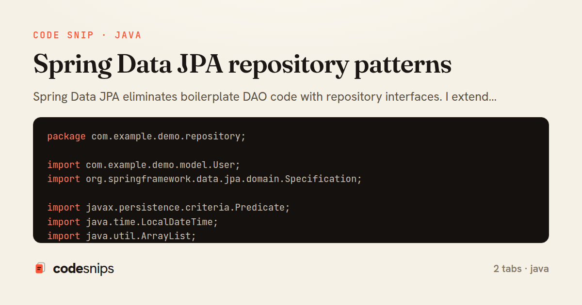 Spring Data JPA repository patterns — share card