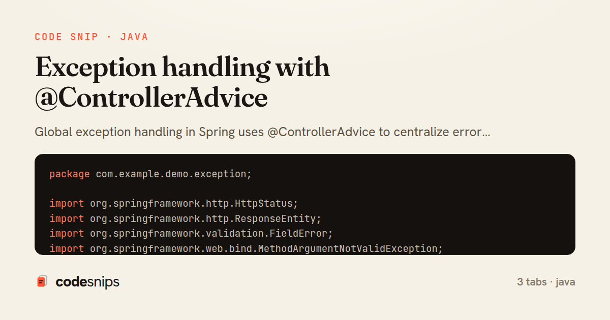 Exception handling with @ControllerAdvice — share card