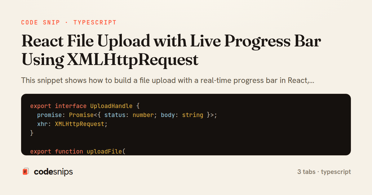 React File Upload with Live Progress Bar Using XMLHttpRequest — share card