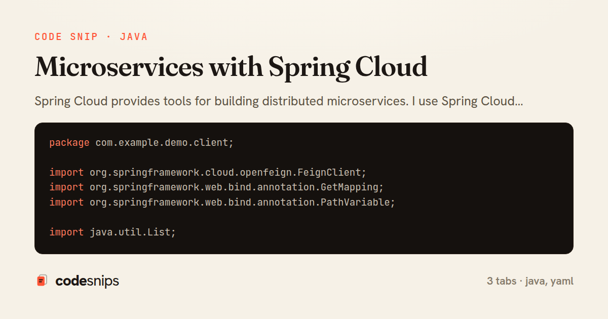 Microservices with Spring Cloud — share card