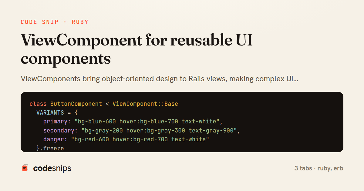 ViewComponent for reusable UI components — share card