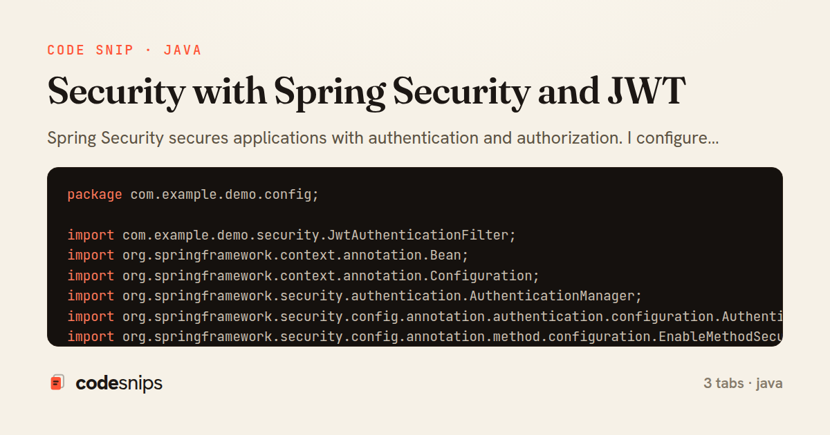 Security with Spring Security and JWT — share card